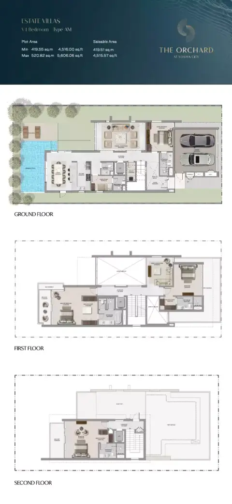 The Orchard at Sobha city: Планировка Type AM, 4,515 sq ft