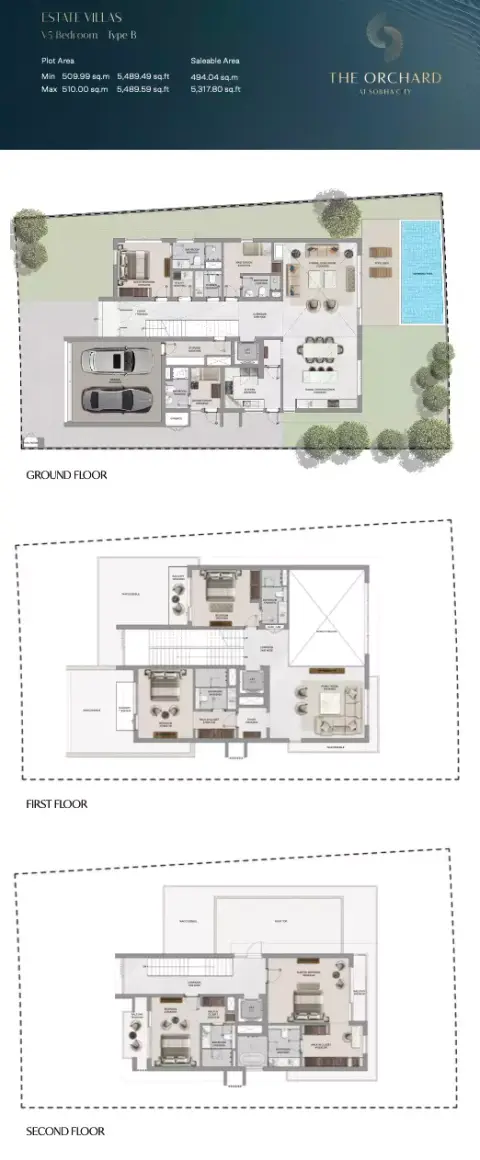 The Orchard at Sobha city: Планировка Type B, 5,317 sq ft