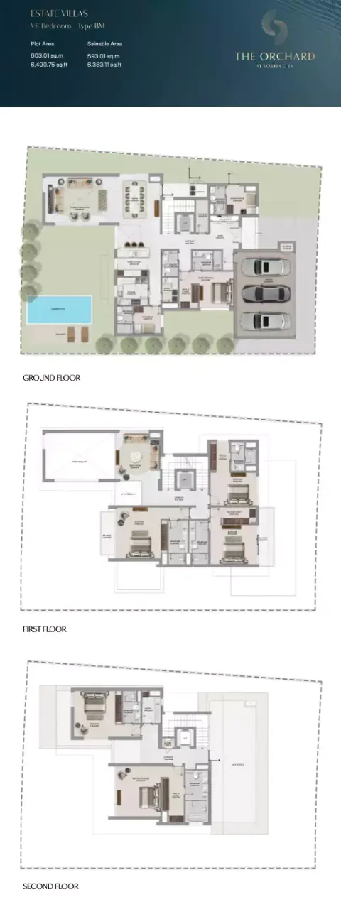 The Orchard at Sobha city: Планировка Type BM, 6,383 sq ft