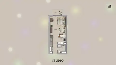 Yas Park Place: Plan Type 1, 380 sq ft