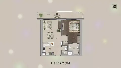 Yas Park Place: Plan Type 1, 520 sq ft