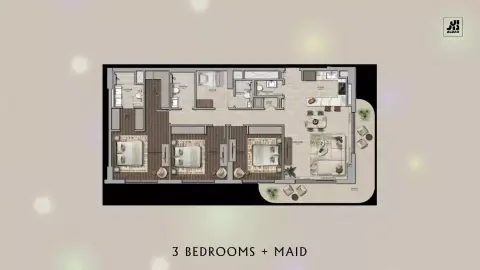 Yas Park Place: Plan Type 1, 1,369 sq ft