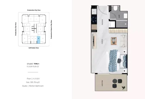 Vista Verde: फ़्लोर प्लान Type 1, 395 sq ft