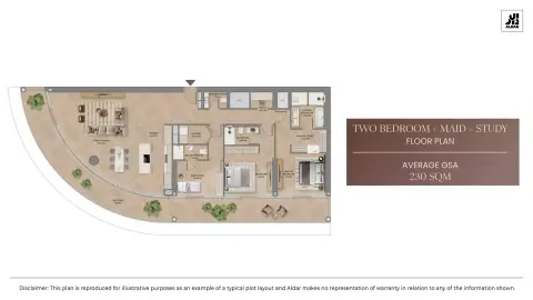The Row Saadiyat: फ़्लोर प्लान Type 2+Maid+Study, 2,475 sq ft