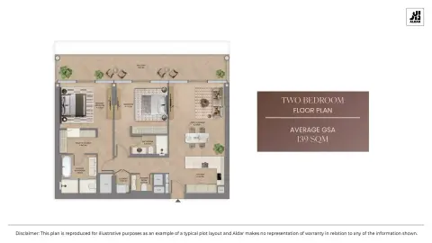 The Row Saadiyat: फ़्लोर प्लान Type 1, 1,496 sq ft