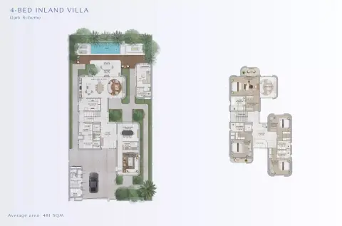 Yas Riva: फ़्लोर प्लान Type Inland Villa Dark Scheme, 5,177 sq ft