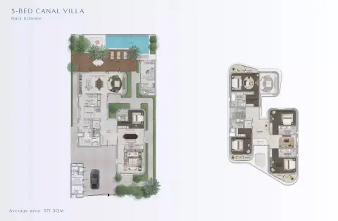 Yas Riva: फ़्लोर प्लान Type Canal Villa Dark Scheme, 6,146 sq ft