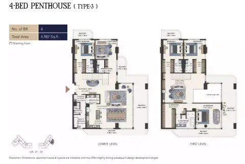 سيمونت أوتوغراف كولكشن ريزيدنسز: مخطط الطابق Type 3-PH, 4,987 sq ft