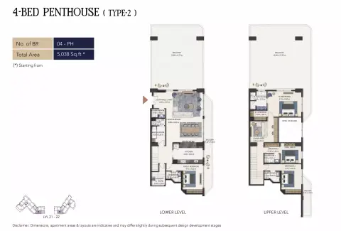 سيمونت أوتوغراف كولكشن ريزيدنسز: مخطط الطابق Type 2-PH, 5,038 sq ft