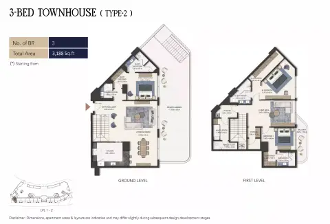 سيمونت أوتوغراف كولكشن ريزيدنسز: مخطط الطابق Type 2-TH, 3,188 sq ft