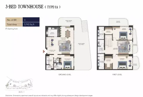 سيمونت أوتوغراف كولكشن ريزيدنسز: مخطط الطابق Type 1A-TH, 3,745 sq ft