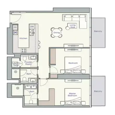 UH East: Floor plan Type C, 1,225 sq ft
