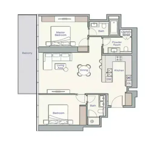 UH East: Floor plan Type D, 1,204 sq ft