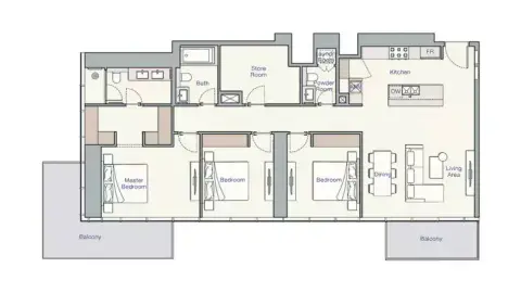 UH East: Floor plan Type A, 1,823 sq ft