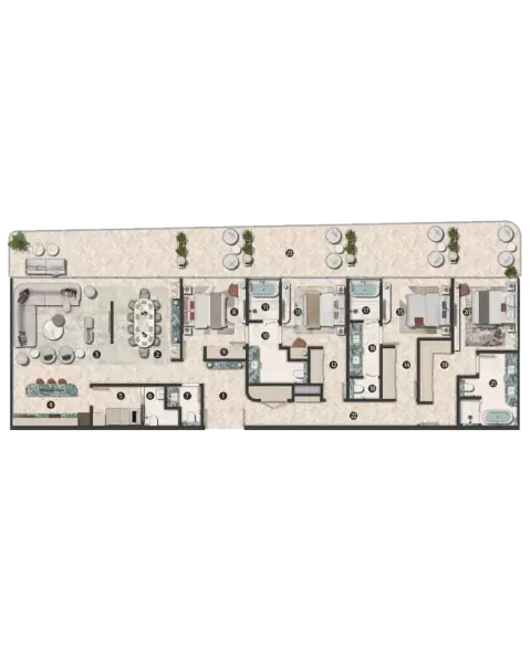 Hilton Residences Abu Dhabi Al Raha: Floor plan Type 806 -F8, 2,655 sq ft