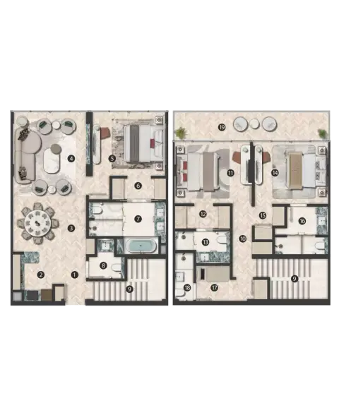 Hilton Residences Abu Dhabi Al Raha: Floor plan Type B16, 2,229 sq ft