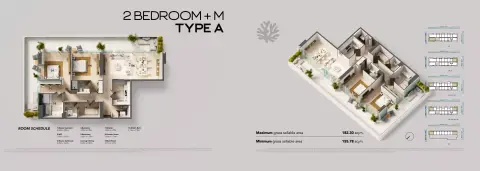 Juman 3: Floor plan Type A + M, 1,668 sq ft