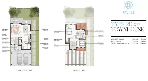 Al Hamra Bloom Living: Floor plan Type 1, 1,335 sq ft