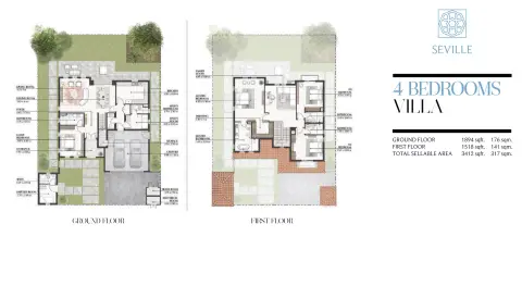 Al Hamra Bloom Living: Floor plan Type 1, 3,412 sq ft