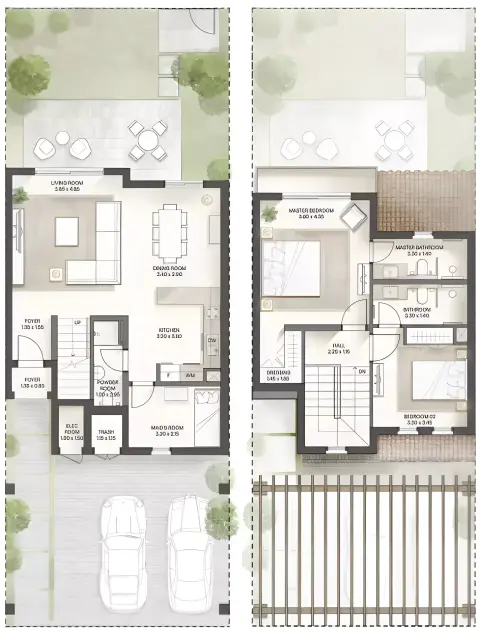 Al Hamra Bloom Living: Floor plan Type A, 1,303 sq ft