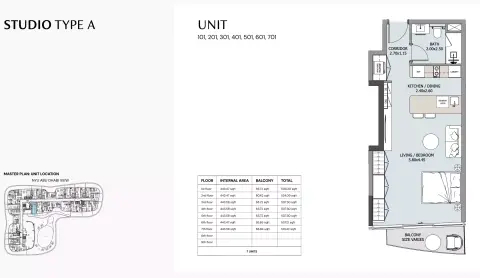 Henge Residences: Floor plan Type A, 500 sq ft