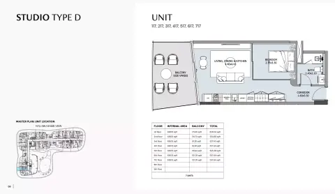 Henge Residences: Floor plan Type D, 525 sq ft