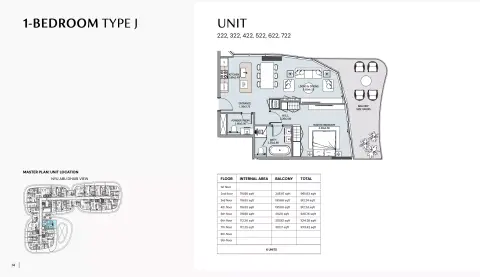 Henge Residences: Floor plan Type  J, 912 sq ft