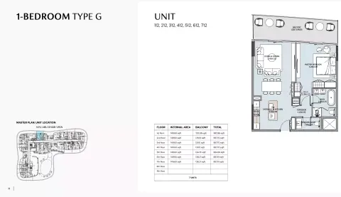 Henge Residences: Floor plan Type  G, 884 sq ft