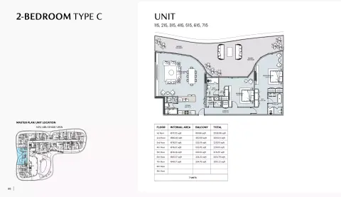 Henge Residences: Floor plan Type C, 2,210 sq ft