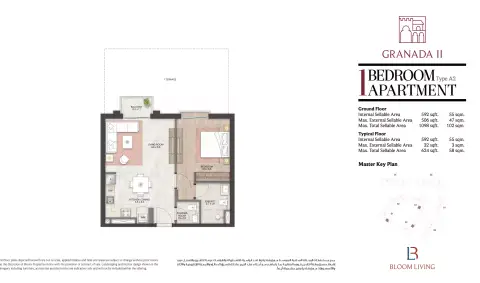 Bloom Living Granada 2: Type A2, 624 sq ft 户型图