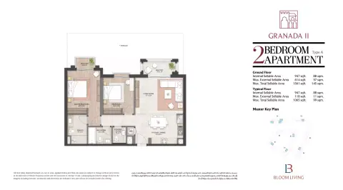 Bloom Living Granada 2: Type A, 1,065 sq ft 户型图