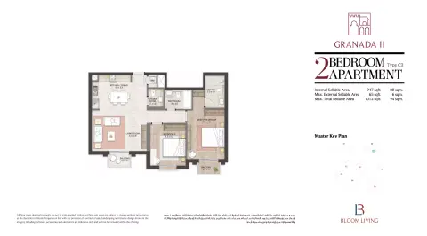 Bloom Living Granada 2: Type C3, 1,012 sq ft 户型图