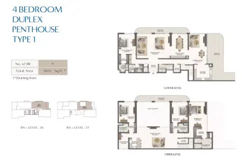 Rotana Residences North Tower: Type 1, 5,652 sq ft 户型图
