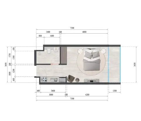 Guzel Towers Phase 4: Floor plan Type A, 350 sq ft