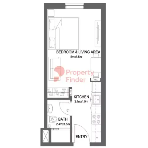 ريمان ليفينج المرحلة 2 من الدار: مخطط الطابق Type A, 279 sq ft
