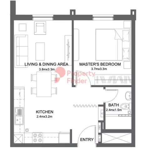 ريمان ليفينج المرحلة 2 من الدار: مخطط الطابق Type A, 484 sq ft