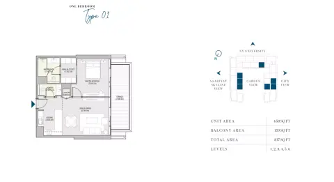 Vida Residences: फ़्लोर प्लान Type 01, 817 sq ft