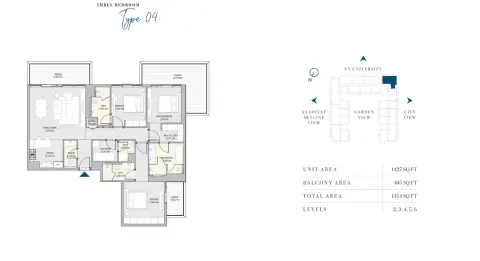 Vida Residences: फ़्लोर प्लान Type 04, 1,154 sq ft