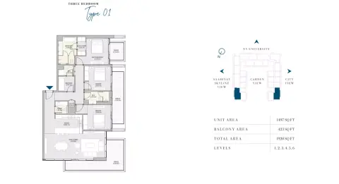 Vida Residences: फ़्लोर प्लान Type 01, 1,920 sq ft