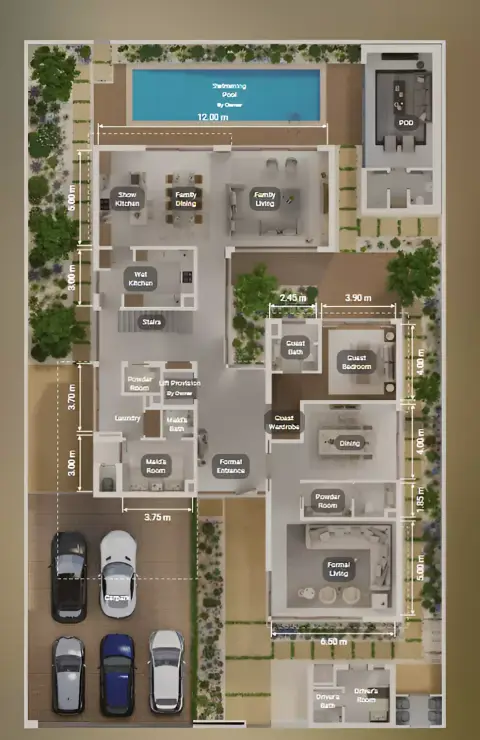 Ethir: Plattegrond Type B, 6,786 sq ft