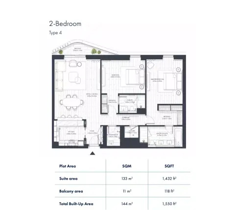 Sunstone Residences: Floor plan Type 4, 1,550 sq ft