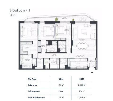 Sunstone Residences: Floor plan Type 4, 2,357 sq ft