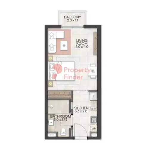 Granada: Floor plan Type A1, 397 sq ft