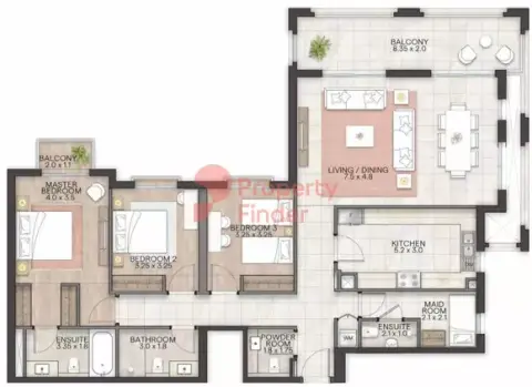 Granada: Floor plan Type C, 1,829 sq ft