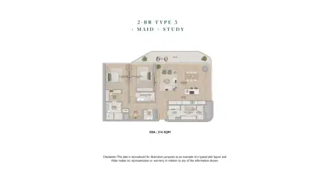 Mamsha Gardens B: Floor plan Type 1+Maid, 2,325 sq ft