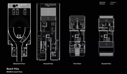 Brabus Island Chapter Two: Floor plan Beach Villa, 12,195 sq ft