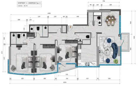 Renad Tower: Type 4, 1,641 sq ft 户型图