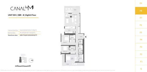 Canal by M: Unite 801, 2,242 sq ft 户型图