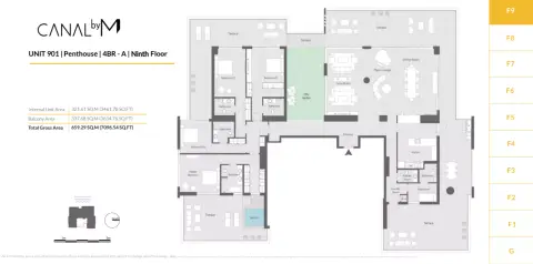 Canal by M: Unite 901, 7,097 sq ft 户型图