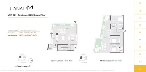 Canal by M: Unite G01, 3,312 sq ft 户型图